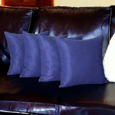 Homezia Set Of Four 22" X 22" Navy Blue Polyester Zippered Pillow Cover
