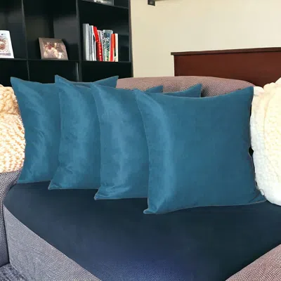 Homezia Set Of Four 22" X 22" Tahitian Tide Polyester Zippered Pillow Cover In Blue