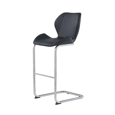 Homezia Set Of Four 26 " Black And Silver Metal Low Back Bar Height Bar Chairs