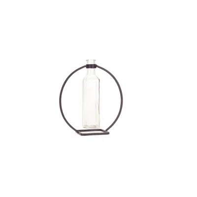 Homezia Set Of Four 9" Metal Gray Round Wall Vase