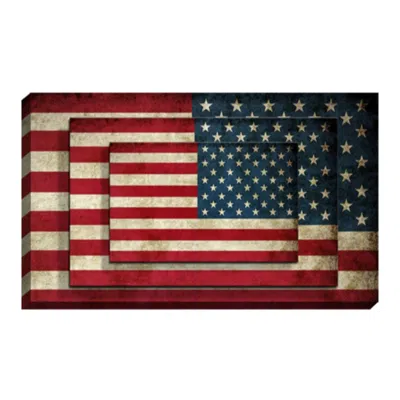 Homezia Set Of Four American Flag Print Wall Art In Multi