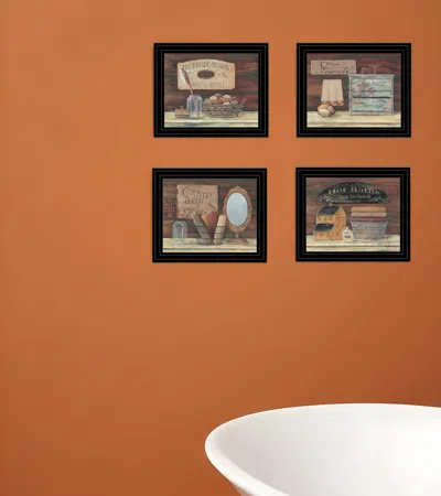 Homezia Set Of Four Bathroom Collection I 2 Black Framed Print Bathroom Wall Art
