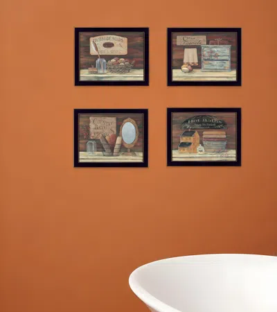 Homezia Set Of Four Bathroom Collection Ii 2 Black Framed Print Bathroom Wall Art