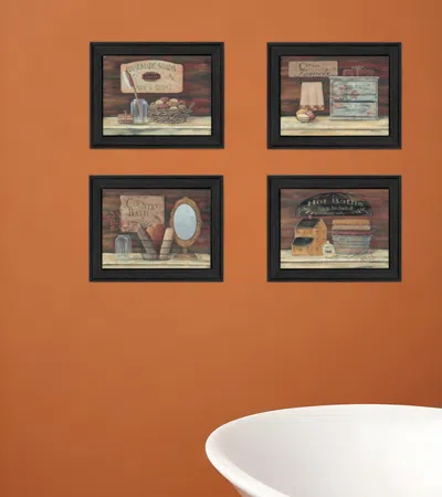 Homezia Set Of Four Bathroom I Black Framed Print Bathroom Wall Art