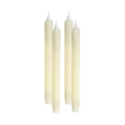 Homezia Set Of Four Beige Flameless Taper Candle