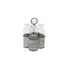 Homezia Set Of Four Clear Galvanized Metal And Glass Decorative Bottles