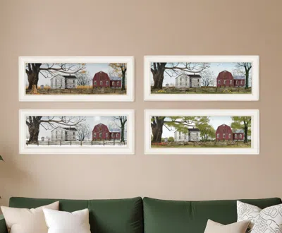 Homezia Set Of Four Four Seasons Collection Ii 1 White Framed Print Wall Art
