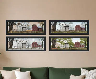 Homezia Set Of Four Four Seasons Collection Ii 2 Black Framed Print Wall Art