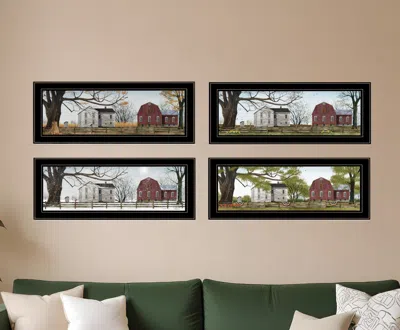 Homezia Set Of Four Four Seasons Collection Ii 3 Black Framed Print Wall Art In Multi