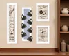 Homezia Set Of Four Kitchen Collection V With Seven Peg Mug Rack 4 White Framed Print Kitchen Wall Art