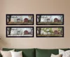 Homezia Set Of Four Red Barn For The Season Black Framed Print Wall Art