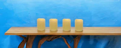 Homezia Set Of Four Yellow Flameless Pillar Candle In Multi