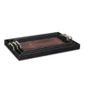 Homezia Set Of Three 23" Brown Rectangular Faux Alligator Tray With Chrome Handles In Brown