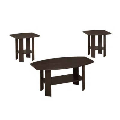 Homezia Set Of Three 36" Brown Coffee Table With Shelf