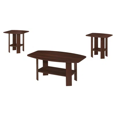Homezia Set Of Three 36" Dark Brown Coffee Table With Shelf