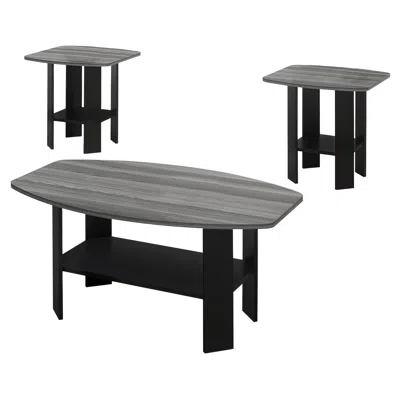 Homezia Set Of Three 36" Gray And Black Coffee Table With Shelf