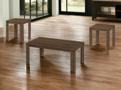 Homezia Set Of Three 44" Dark Brown Rectangular Coffee Table