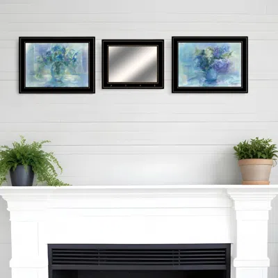 Homezia Set Of Three Bath Relax 2 Black Framed Print Bathroom Wall Art In Blue