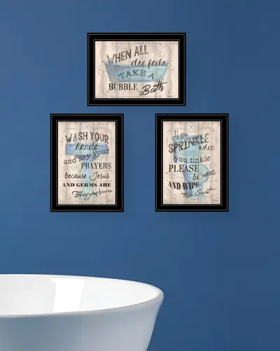 Homezia Set Of Three Bathroom Humor Black Framed Print Bathroom Wall Art