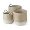 Homezia Set Of Three Beige And White Storage Baskets