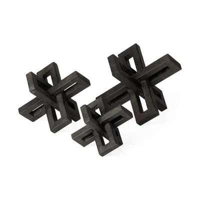 Homezia Set Of Three Black Metal Decorative Jacks