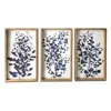 Homezia Set Of Three Blue Branches Framed Canvas Wall Art Picture Frame Graphic Art Wall Art