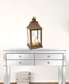 Homezia Set Of Three Brown Flameless Floor Lantern Candle Holder
