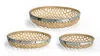 Homezia Set Of Three Brown Round Solid Wood Serving Tray In Brown