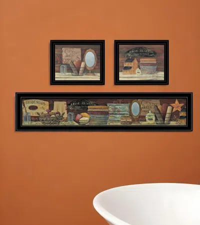Homezia Set Of Three Country Bath Ii 5 Black Framed Print Bathroom Wall Art In Multi