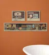 Homezia Set Of Three Country Bath Ii 7 Brown Framed Print Bathroom Wall Art