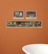 Homezia Set Of Three Country Bath Ii Collection 2 Brown Framed Print Bathroom Wall Art