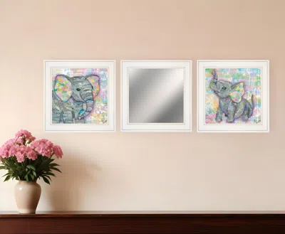 Homezia Set Of Three Elephant I And Ii 1 White Framed Print Wall Art