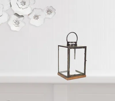 Homezia Set Of Three Gray Flameless Floor Lantern Candle Holder