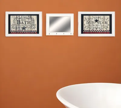 Homezia Set Of Three Hot Bath 15 White Framed Print Bathroom Wall Art
