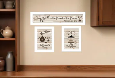 Homezia Set Of Three Kitchen Friendship Collection Iii 2 White Framed Print Kitchen Wall Art