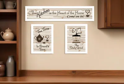 Homezia Set Of Three Kitchen Is The Heart Of Home White Framed Kitchen Wall Art