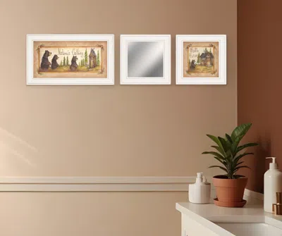 Homezia Set Of Three Nature Bath 4 White Framed Print Bathroom Wall Art In Multi