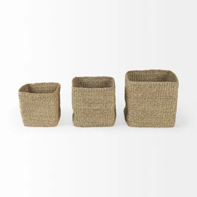 Homezia Set Of Three Square Wicker Storage Baskets