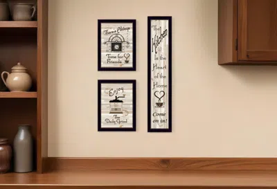Homezia Set Of Three The Kitchen Collection I 3 Black Framed Print Kitchen Wall Art