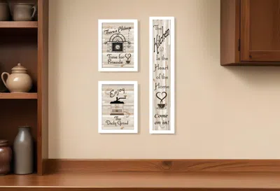Homezia Set Of Three The Kitchen Collection I 4 White Framed Print Kitchen Wall Art