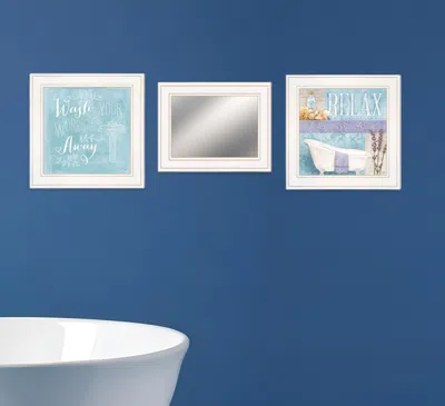 Homezia Set Of Three Wash 1 White Framed Print Bathroom Wall Art