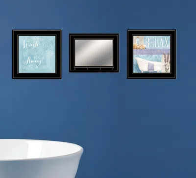 Homezia Set Of Three Wash 4 Black Framed Print Bathroom Wall Art