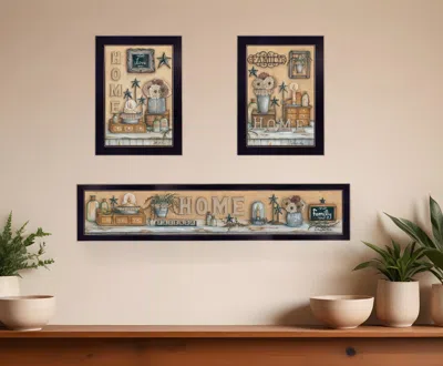 Homezia Set Of Three Where Family And Friends Gather 1 Black Framed Print Wall Art