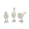 Homezia Set Of Three White And Black Polyresin And Metal Bird Sculptures