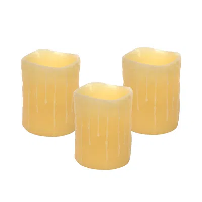 Homezia Set Of Three Yellow Flameless Pillar Candle