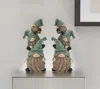 Homezia Set Of Two 11" Blue And Green Polyresin Other Fantasy Sci-fi Sitting Gnome Tabletop Sculpture