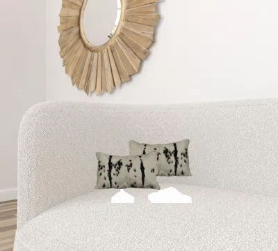 Homezia Set Of Two 12" X 20" Black And White Rabbit Zippered Natural Fur Animal Print Throw Pillows