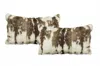Homezia Set Of Two 12" X 20" Brown And White Rabbit Natural Fur Throw Pillow