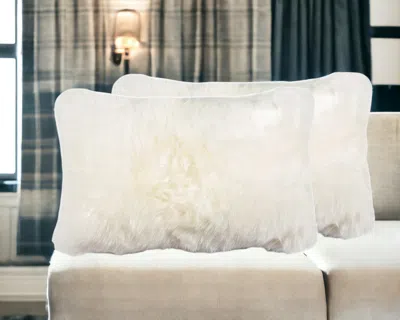 Homezia Set Of Two 12" X 20" Natural Cowhide Throw Pillow