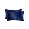 Homezia Set Of Two 12" X 20" Navy Cowhide Throw Pillow
